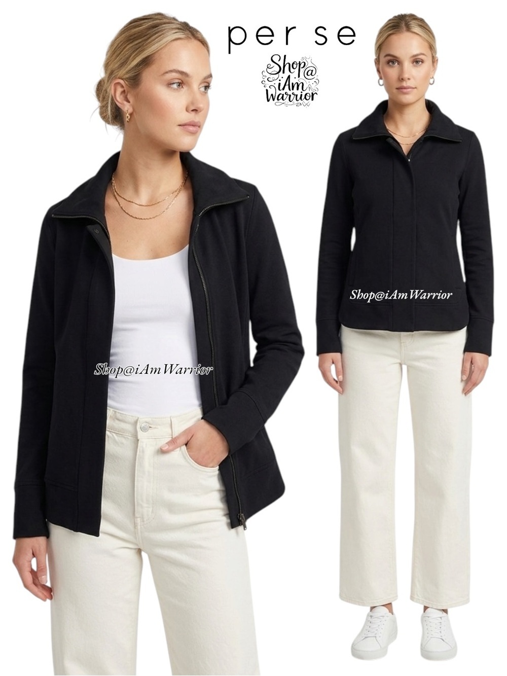 Per Se Carlisle Collection NWT black zip jacket *shop@iamwarrior